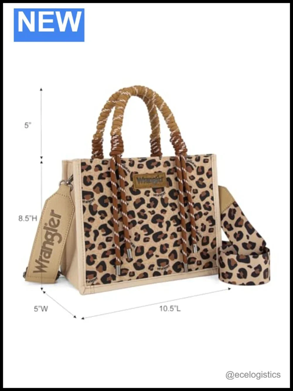Wrangler Western Canvas Tote with Rope Handles and Adjustable Crossbody Strap